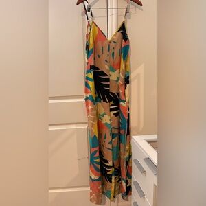 Tropical Print Maxi Jumpsuit